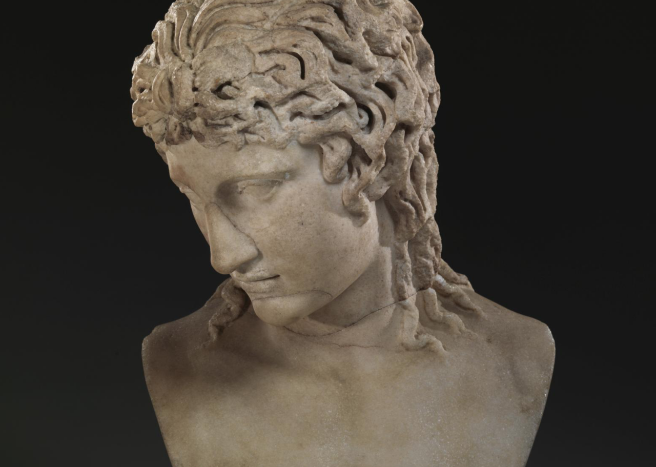 marmarinos:Detail of an ancient Roman marble bust of the Eros of Centocelle, dated