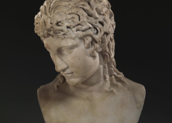 Marmarinos:detail Of An Ancient Roman Marble Bust Of The Eros Of Centocelle, Dated