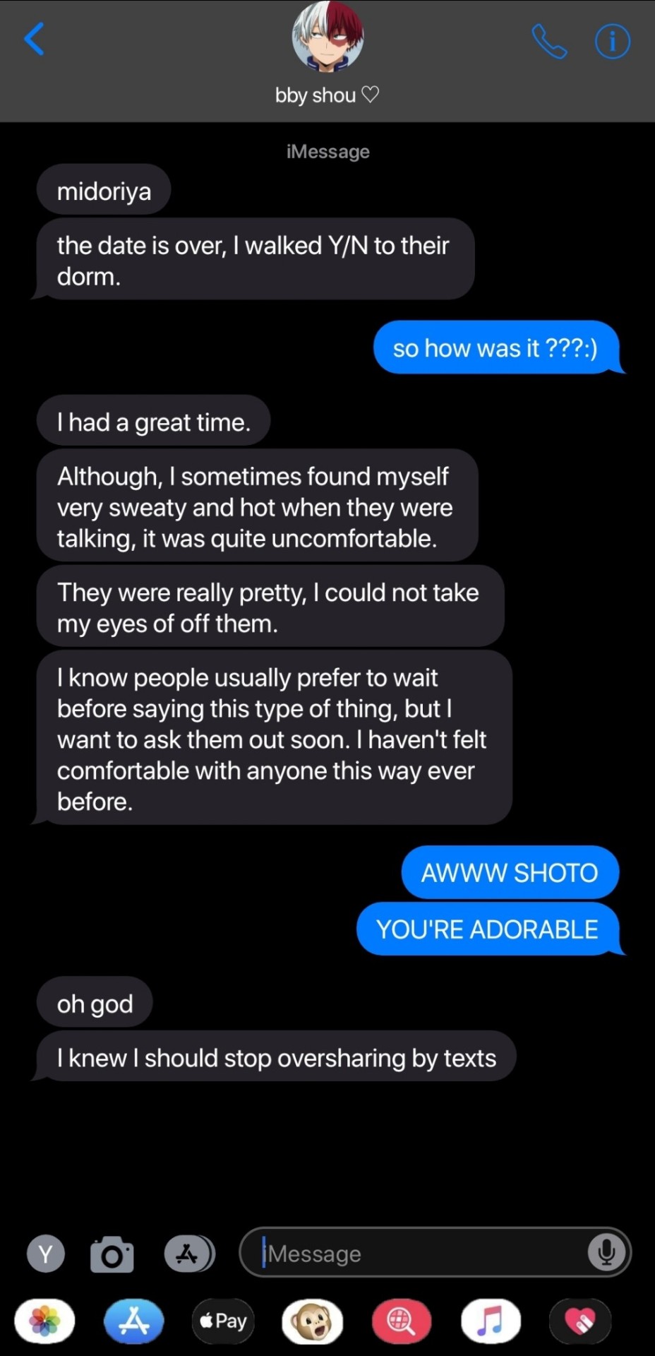Could You Write A SMAU For Todoroki, Bakugou, Denki And Hawks Of Them Accidentally Texting Their Crush