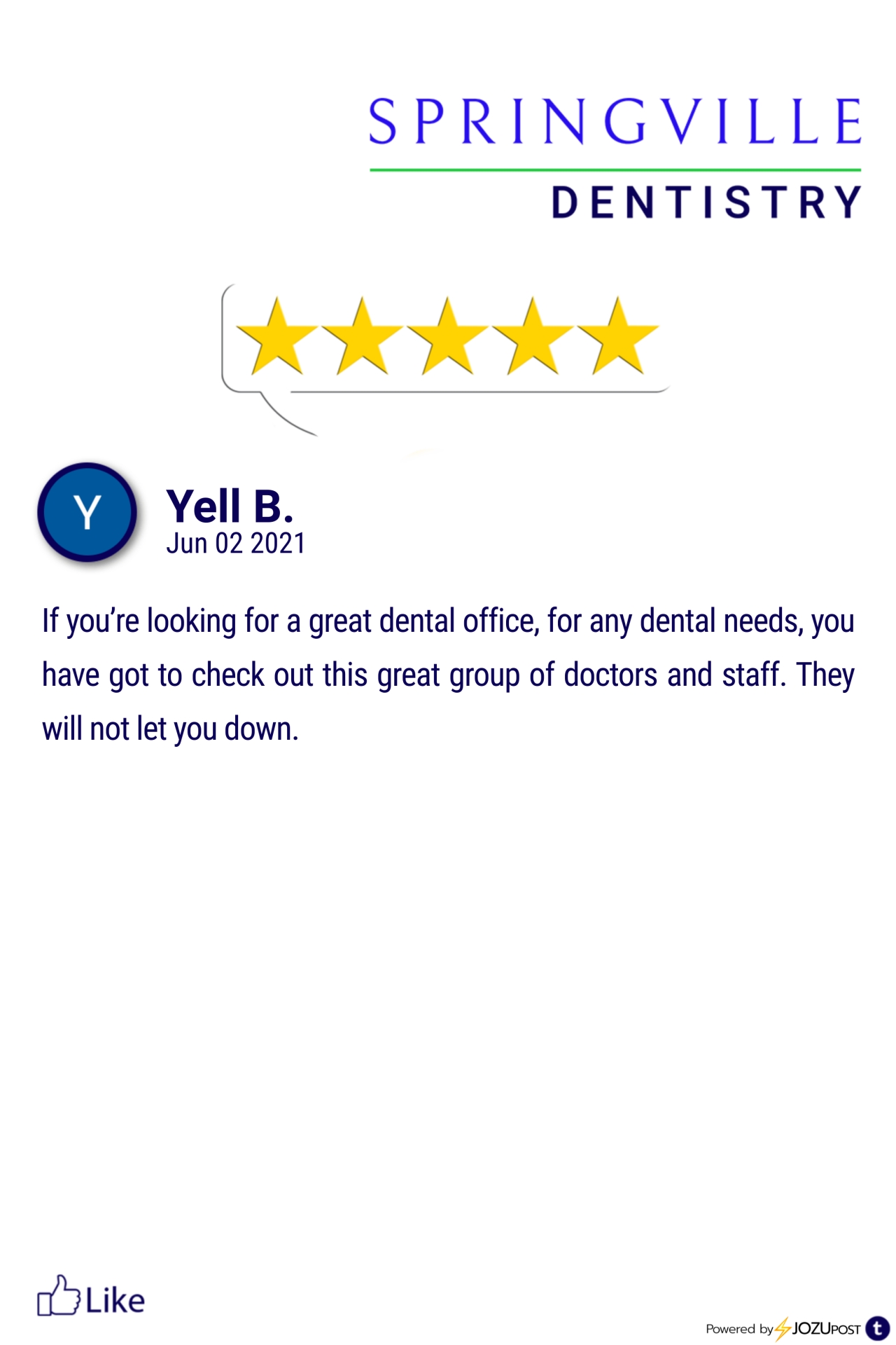 We appreciate our patients!
Here is our latest Five-Star Review from Yell B. We love to recognize those patients that take the time to fill out a review and let us know how we are doing.
Here is what Yell B. had to say: “If you’re looking for a great...