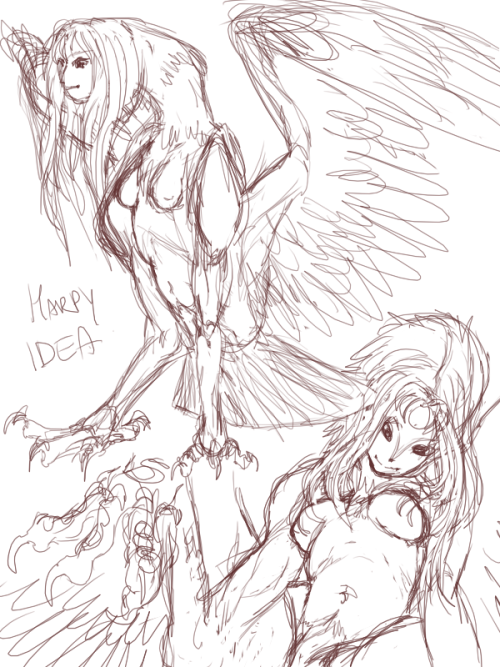 Harpy idea I had been playing around with for a while. I really like drawing her!