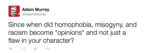hapamyheart:feministcaptainkirk:Being able to class those as “just an opinion” is the ep