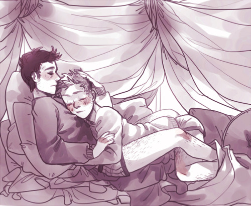 cuddlebenny:  commission for jen! from her fic tension relief, which is like, one of my favs ever. short but sweet. [click for full view, it should get bigger i think!!!]