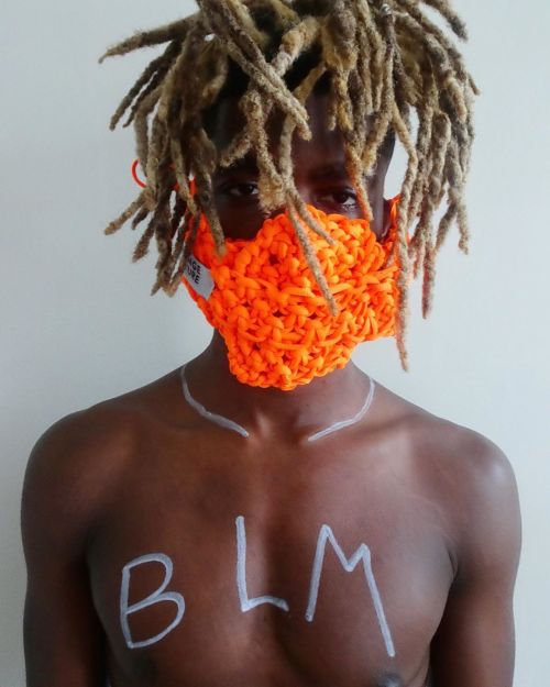 Pandemic + Racial Inequality, but make it fashion. Crotchet Mask by Orange Culture in collaboration 