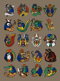 elegantpsychosis:  khenneferitw:  nlaslow:  From left to right:Row 1&gt; Anubis, Bastet, Geb, HathorRow 2&gt; Horus, Isis, Khnum, NeithRow 3&gt; Nephthys, Nut, Osiris, PtahRow 4&gt; Ra, Sekhmet, Seshat, SetRow 5&gt; Sobek, Thoth, Tefnut, Wadjet   I can’t