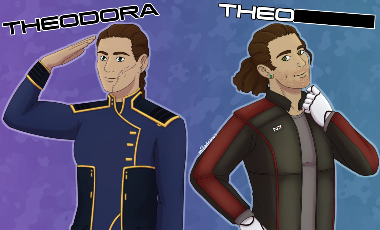 Ok, after these two, I’m done making Shepards. (probably) #milla draws things #mass effect#commander shepard#theodora shepard#theo shepard#clone shepard #one of my best design decisions (in my own opinion) was giving them dimples