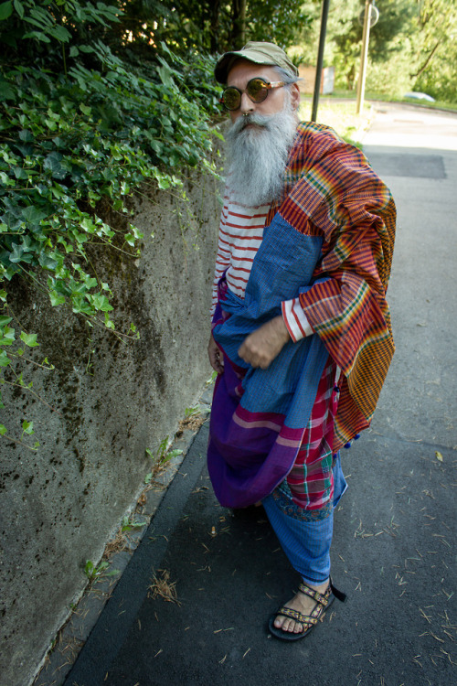 gerold brenner wearing skirt of collaboration with Sanjukta Roy