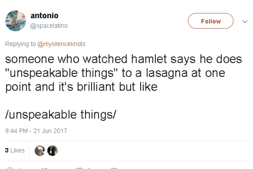 mssdare:mysharona1987:I have a lot of questions about Oscar, Hamlet and the lasagna. This