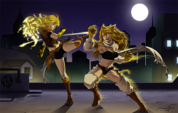 kiirobro:  Yang vs Leone I’m glad I wasn’t the only one who noticed their similarities. So who do you think would win? =7= A commission for wander-panzer who has been an amazing person, working with me patiently throughout the process. Yang Xiao Long/RWBY