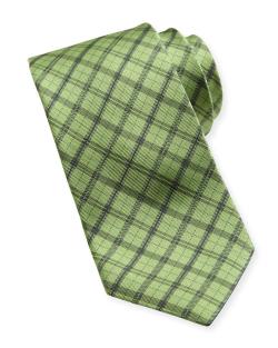 Never-Under-Dressed:  Checked Silk Tie, Green