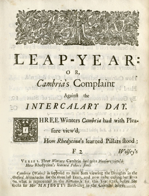 It turns out not everyone is equally excited about Leap Day. In this 1728 poem, the personification 