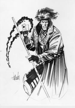 comicbookartwork:  Sketch of Gambit by Lee Weeks.  Great black and white