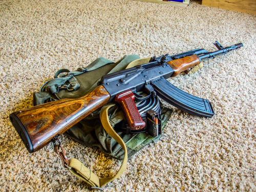thatonegunblog:  WASR With Yugoslavian Grenade LauncherUses blanks to launch all standard NATO 22mm rifle grenades.(NOTE: Because the AK platform rifle lacks a gas cut-off, when firing grenades some of the gasses will be diverted and the rifle will
