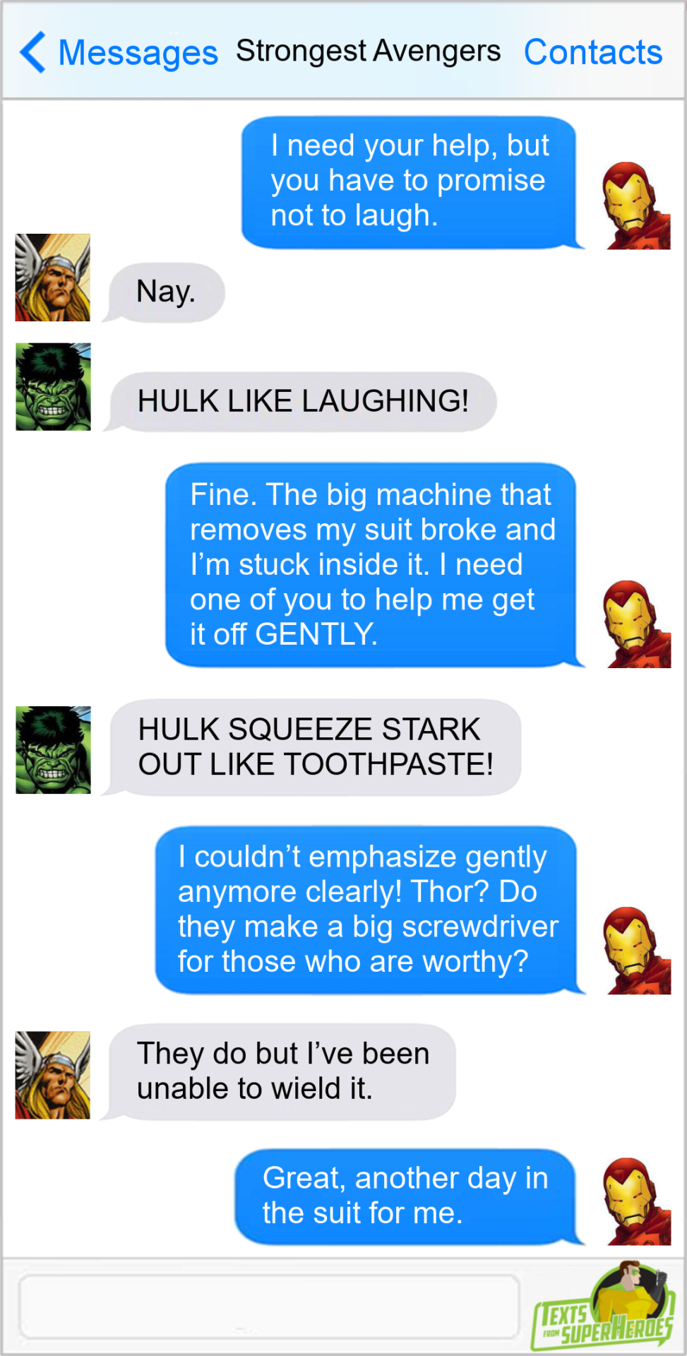 Texts From SuperheroesFacebook | Twitter | Patreon | Instagram #Comics#Thor#Iron Man#Hulk#Avengers#Marvel#Marvel Comics#Tony Stark#TFSH #Texts From Superheroes