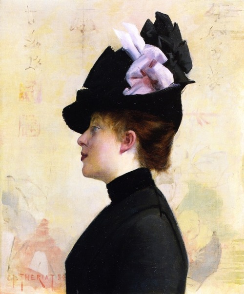 Woman in a black hat by Charles James Theriat, 1886