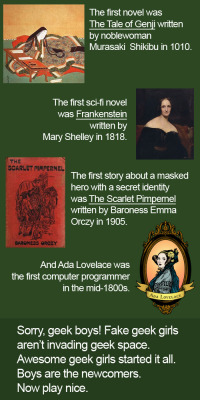 mythosidhe:  Although I have to point out that there was a piece of speculative science fiction called The Blazing World published by one Margaret Cavendish, Duchess of Newcastle-upon-Tyne in 1666, slightly predating Mary Shelley. 