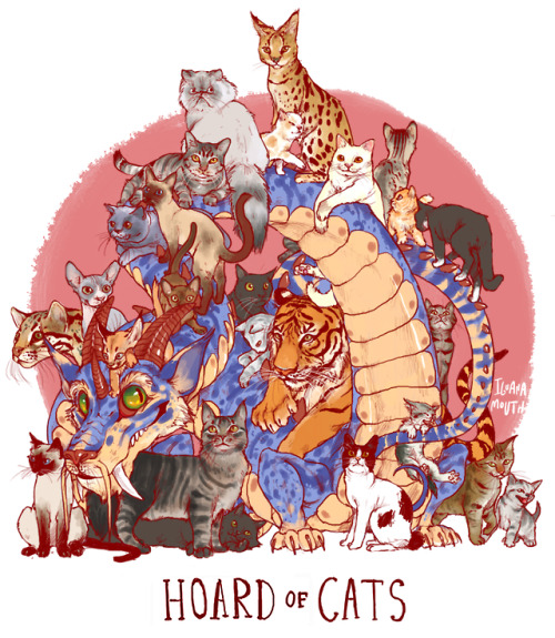 iguanamouth:another set of commissioned dragon hoards ! the cat hoarder and the kitten hoarder are b