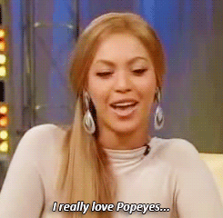 beyoncexknowles:   Beyoncé talking about  Popeyes.  