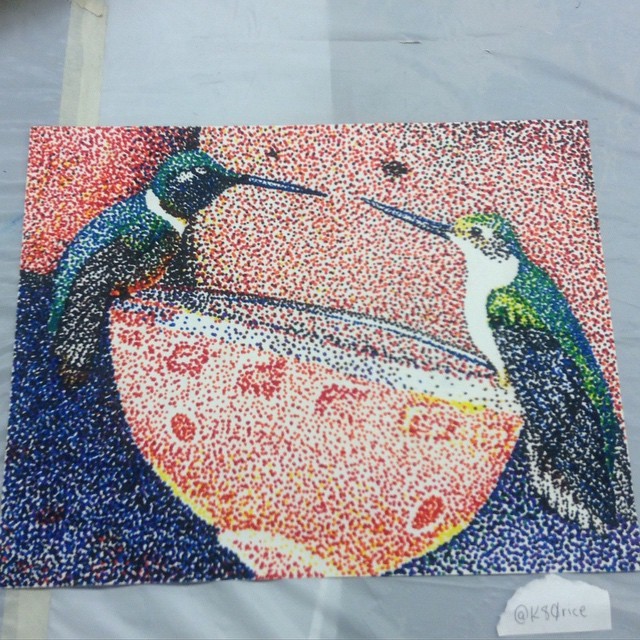 #pointillism #markers #dots #hummingbirds  #georgesseurat
