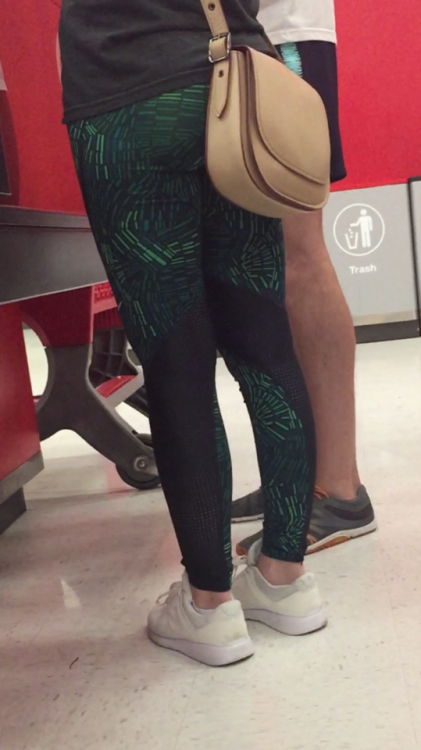 Blonde in nice green leggings