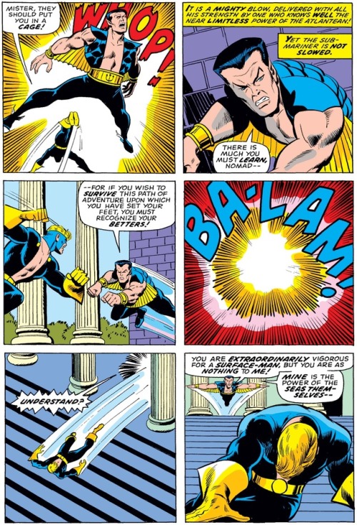 subsilvernight:panels-of-interest:Captain America vs. Sub-Mariner.[from Captain America (1968) #181]