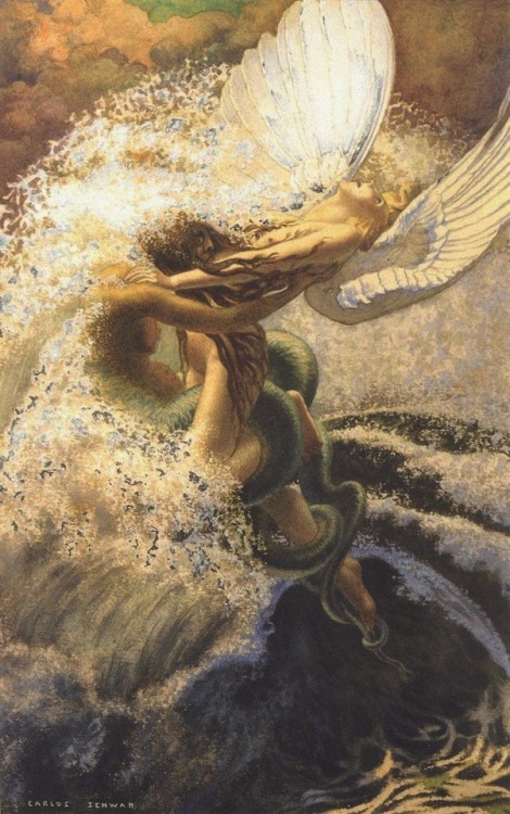oldpaintings:Baudelaire’s Les Fleur du Mal, 1900/07 by Carlos Schwabe (German, 1866–1926)