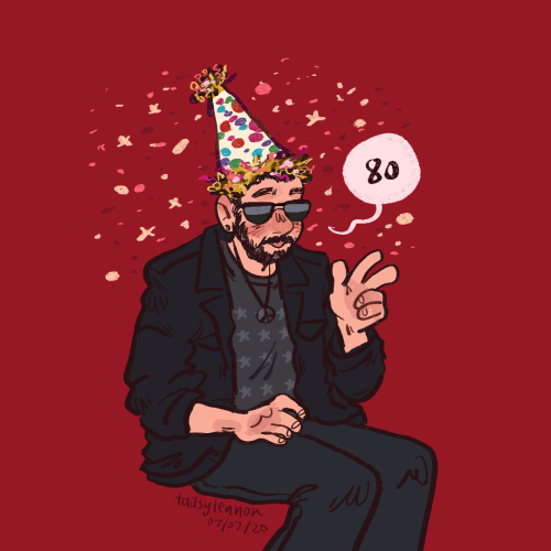 tailsylennon:he reached the big 80!!!peace and love to ringo, happy birth 