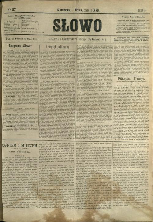 140 Lat Temu W Warszawskim "Sowie" Ukaza Si Pierwszy Fragment Trylogii Henryka Sienkiewicza.