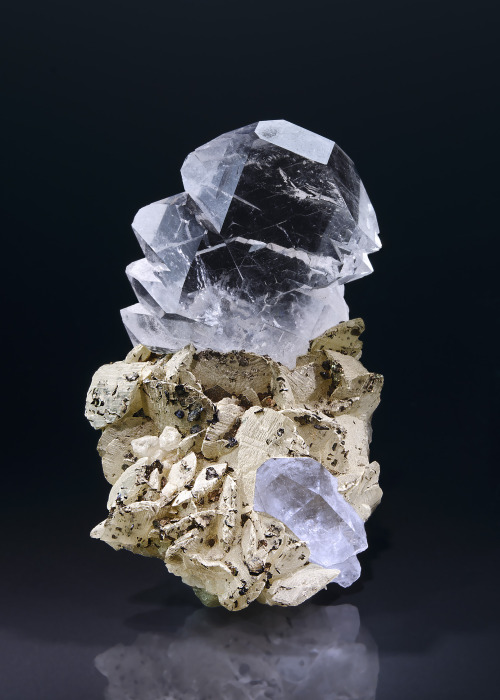 Quartz Gwindel on Calcite with Pyrrhotite - Brazil