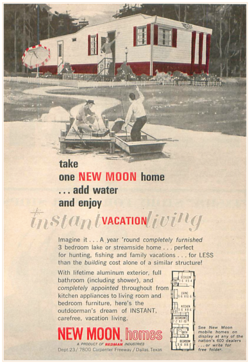 Instant Vacation Living…   New Moon Homes, 1964