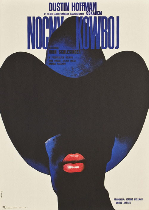 Waldemar Swierzy, film poster for Midnight Cowboy, 1973. Poland. Via mubi