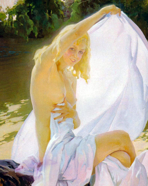 bellsofsaintclements:“Mujer secandose” by Spanish artist Francisco Pons Arnau (1886-1955).