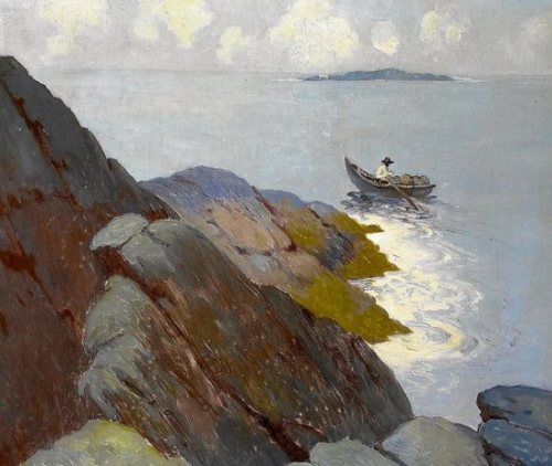 Fisherman in a Currach - Paul Henry(Irish painter)Post-impressionism