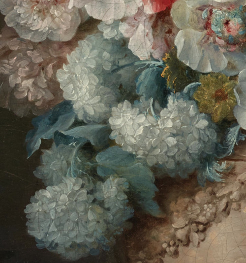 kieraknightlcy: Bouquet of Flowers in a Terracotta Vase with Peaches and Grapes (detail) 1776. Anne 