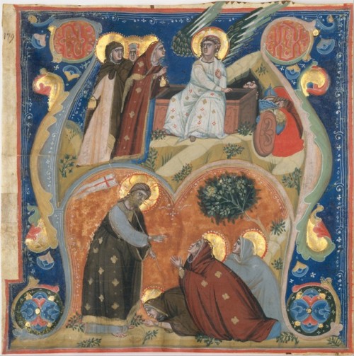 Manuscript Illumination with Scenes of Easter in an Initial A, from an Antiphonary by Nerius, Mediev