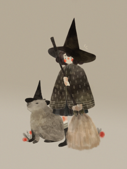 cinnamoonie:a witch and her capybara familiar 