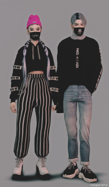 helgatisha: Wonho  hair @effiethejay | mask @pralinesims | top @gorillax3 | jeans @lazyeyelids 