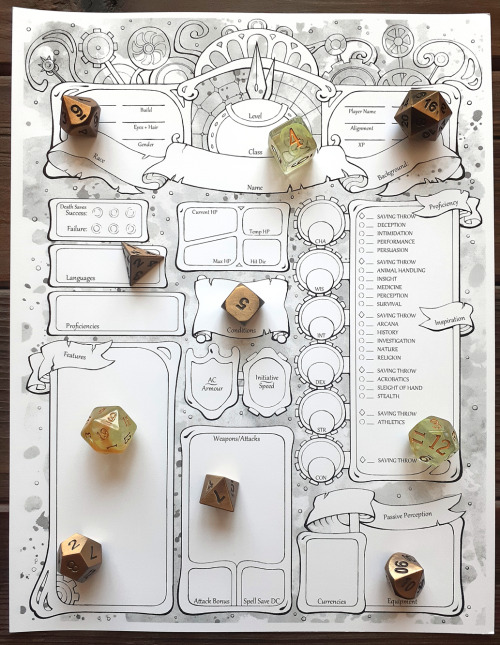 Clockwork Themed Character Sheets ~ ✨Custom player character sheets for D&amp;D 5e.Perfect for your 