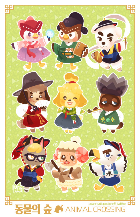  Put all my Animal Crossing Hanboktober drawings together! I can’t decide whether I like the w