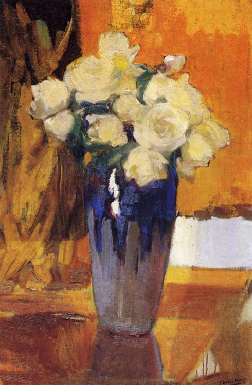 joaquin-sorolla: White Roses from the House Garden, 1919, Joaquín SorollaMedium: oil,canvas