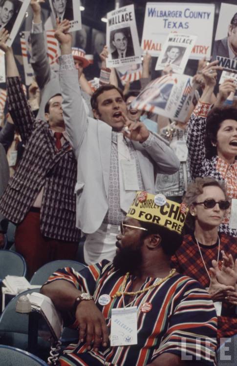 Shirley Chisholm and George Wallace supporters at the 1972 DNC(Bill Eppridge. 1972)