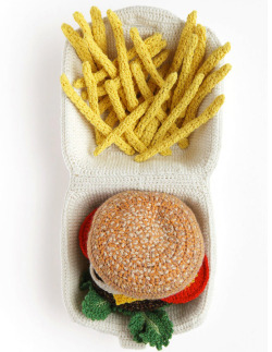 archiemcphee:  Based in Brighton, England, artist Kate Jenkins (previously featured here) creates awesome pieces of crocheted food art. While much of her work depicts foodstuffs from her own country, she recently created a wonderful series of classic