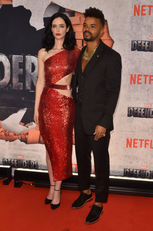 Krysten Ritter and Eka Darville attend the premiere of &lsquo;Marvel&rsquo;s The Defenders&a