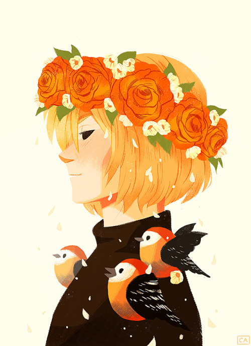 eychristine:  bloom been obsessed with the idea of drawing them with flower crowns ever since seeing young viktor with one, this SHOW //// edit: made flower crowns for otabek and yurio! *0*)/ prints & stickers are available for pre-order ! 
