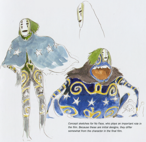 caterpie:Early concept art of No Face, from The Art of Spirited Away artbook (2002)