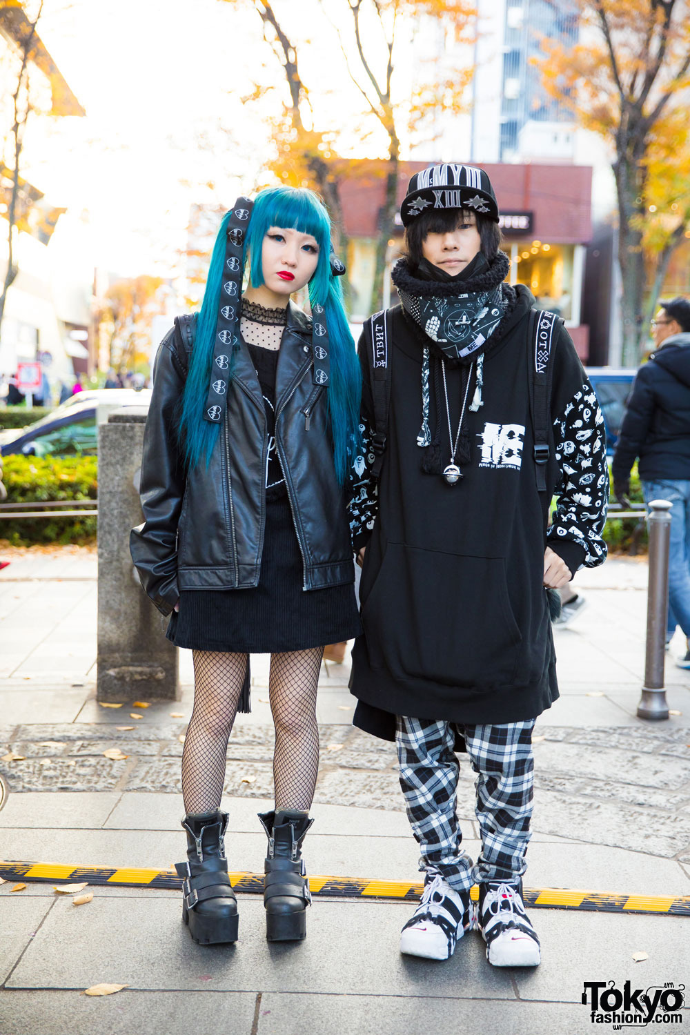 tokyo-fashion:  Ayaka and Kensuke on the street in Harajuku wearing monochrome styles