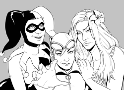 echoes-lost:Line and flats for my Gotham Sirens poster.