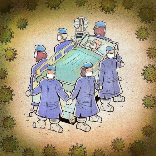 sometimes-lt-rains:  shamwise: mymodernmet: Artist Alireza Pakdel illustrates the challenges brought upon by the COVID-19 pandemic.    Love this!! To all my nurse and medical profession friends.🙏🙏  Heroes 