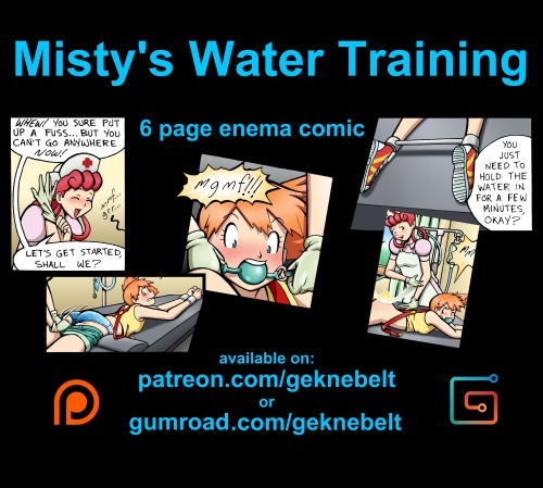 Nurse Joy is at it again! This is a 6-page enema sequence comic. Available on my Patreon at the $10 