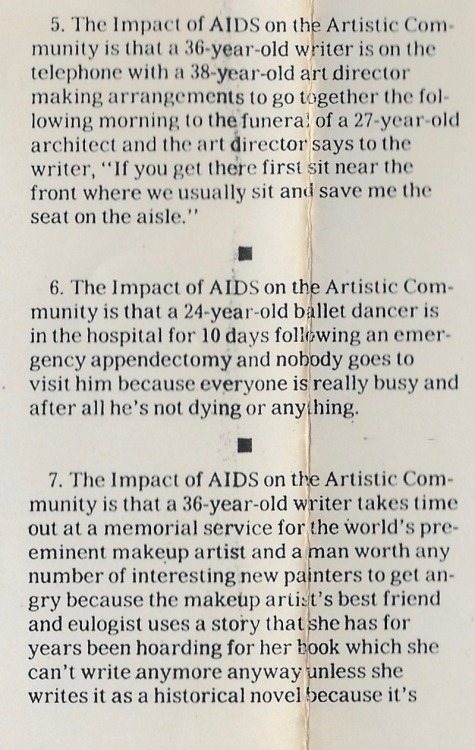 notquitelostnotquitefound: sgeoffa: The Impact of Aids on the Artistic Community September 13, 1987